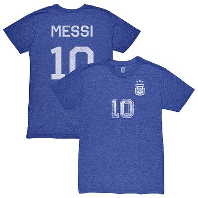 Men's 1863FC Lionel Messi Blue Argentina National Team Retro Name & Number Tri-Blend T-Shirt