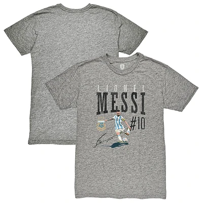 Men's 1863FC Lionel Messi Heather Gray Argentina National Team Snapshot Tri-Blend T-Shirt