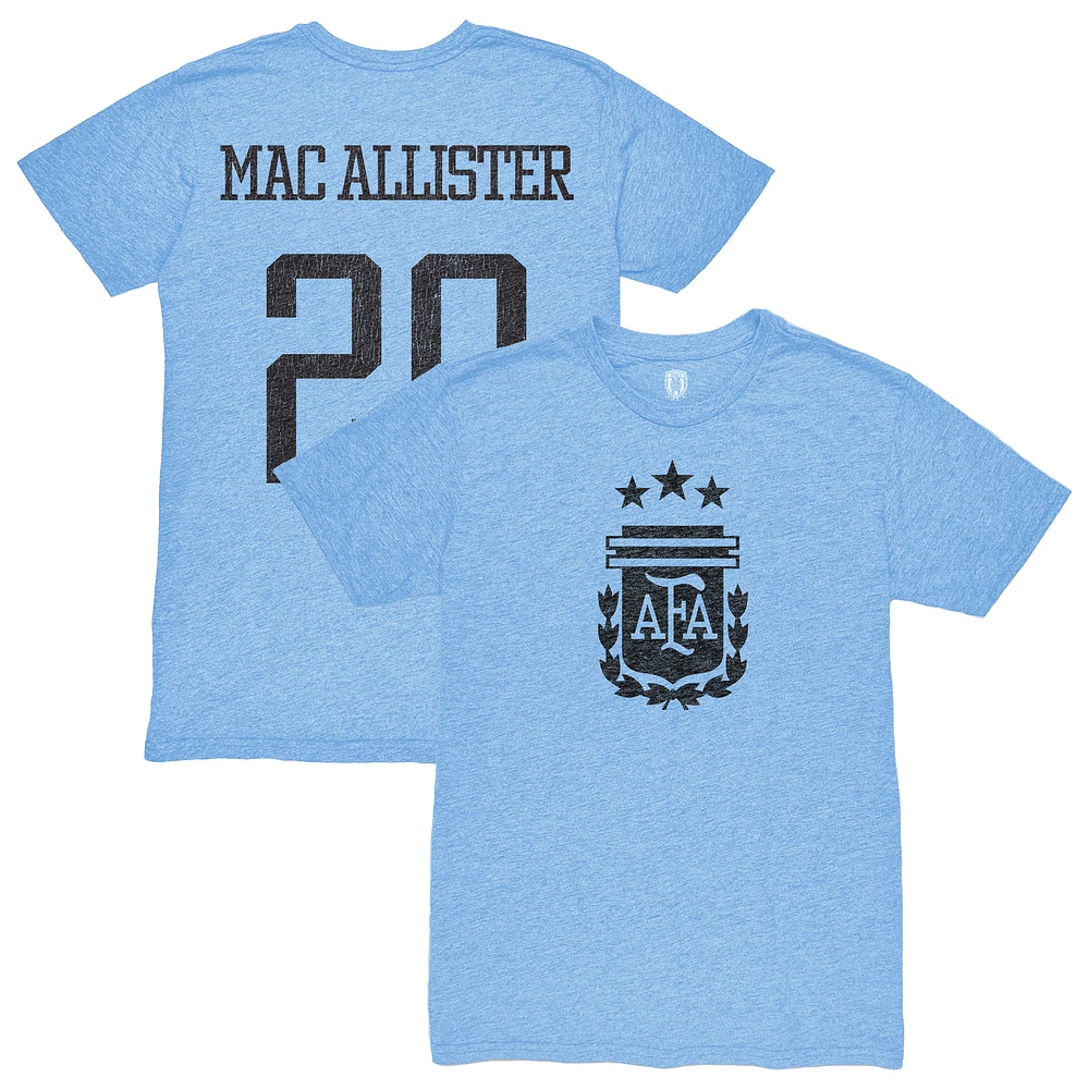 Men's 1863FC Alexis Mac Allister Light Blue Argentina National Team Player Retro Tri-Blend T-Shirt