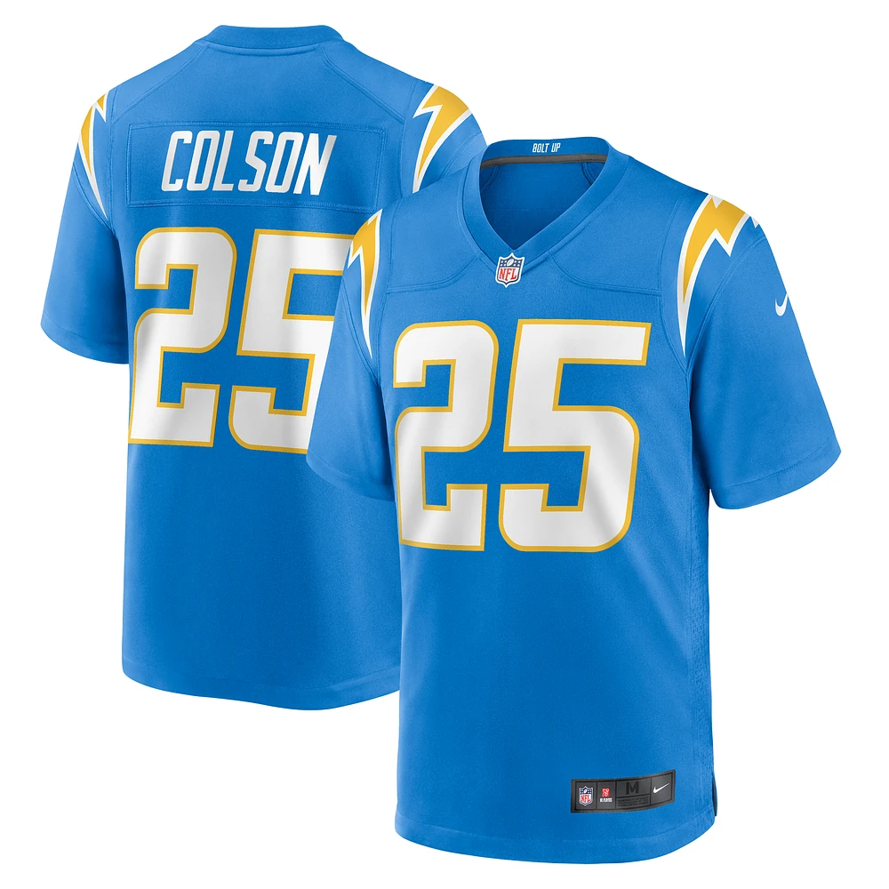 Men's Nike Junior Colson Powder Blue Los Angeles Chargers Team Game Jersey