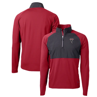 Men's Cutter & Buck Red Atlanta Falcons Adapt Eco Knit Hybrid Recycled Raglan DryTec Quarter-Zip Top
