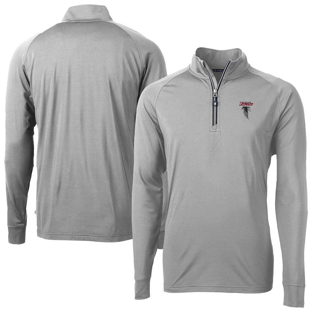 Men's Cutter & Buck Gray Atlanta Falcons Adapt Eco Knit Stretch Recycled Raglan Quarter-Zip DryTec Top