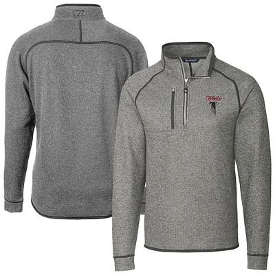 Men's Cutter & Buck Heather Gray Atlanta Falcons Mainsail Sweater-Knit Half-Zip Pullover Jacket
