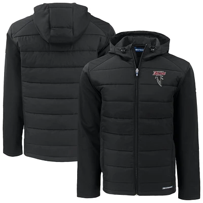 Men's Cutter & Buck Black Atlanta Falcons Evoke Hybrid Eco Softshell Recycled Full-Zip Hoodie Jacket