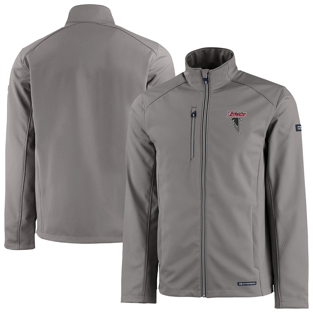 Men's Cutter & Buck Gray Atlanta Falcons Evoke Eco Softshell Recycled Full-Zip Jacket
