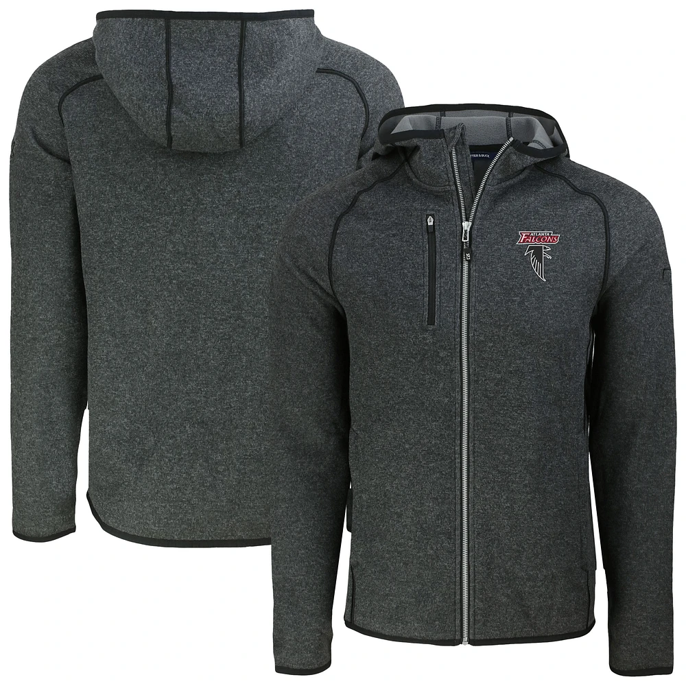 Men's Cutter & Buck Heather Charcoal Atlanta Falcons Mainsail Hoodie Raglan Full-Zip Jacket