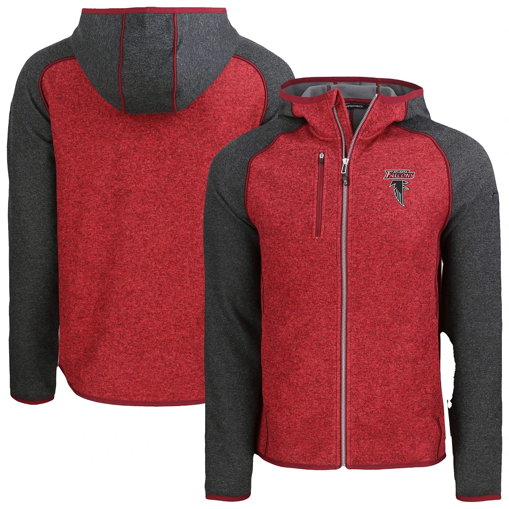 Men's Cutter & Buck Heather Atlanta Falcons Mainsail Hoodie Raglan Full-Zip Jacket