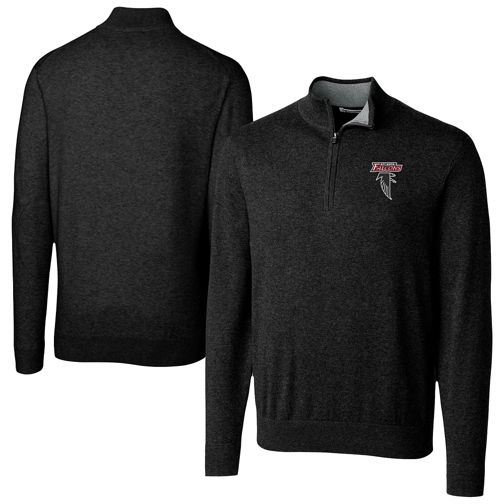 Men's Cutter & Buck Black Atlanta Falcons Lakemont Tri-Blend Quarter-Zip Pullover Sweater