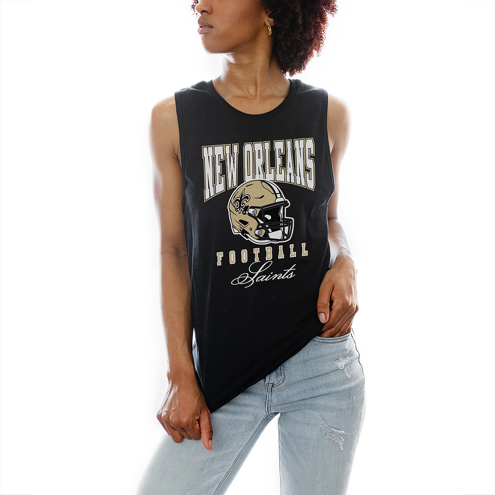 Women's Gameday Couture Black New Orleans Saints Preseason Opener Racerback Tank Top
