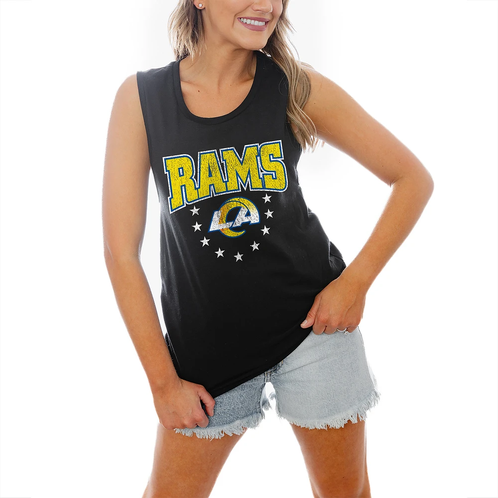 Women's Gameday Couture Black Los Angeles Rams Baby You're A Star Racerback Scoop Neck Tapered Tank Top