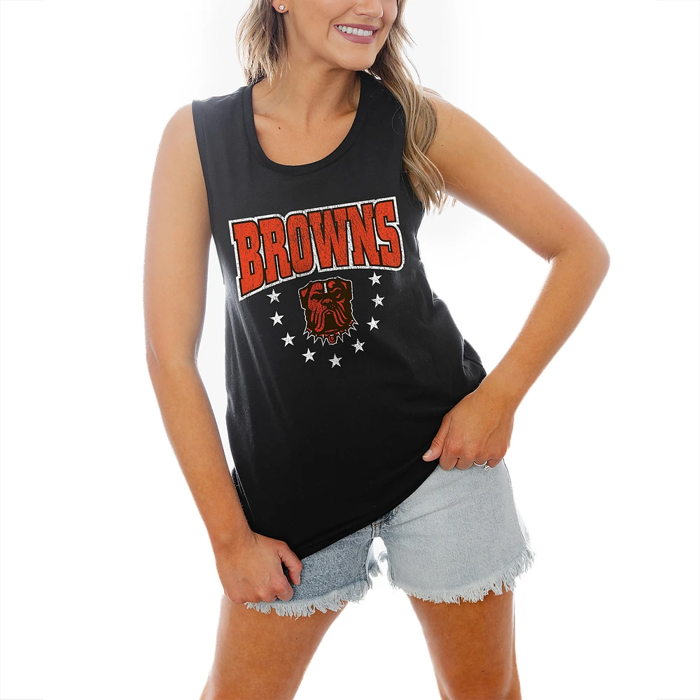 Women's Gameday Couture Black Cleveland Browns Baby You're A Star Racerback Scoop Neck Tapered Tank Top