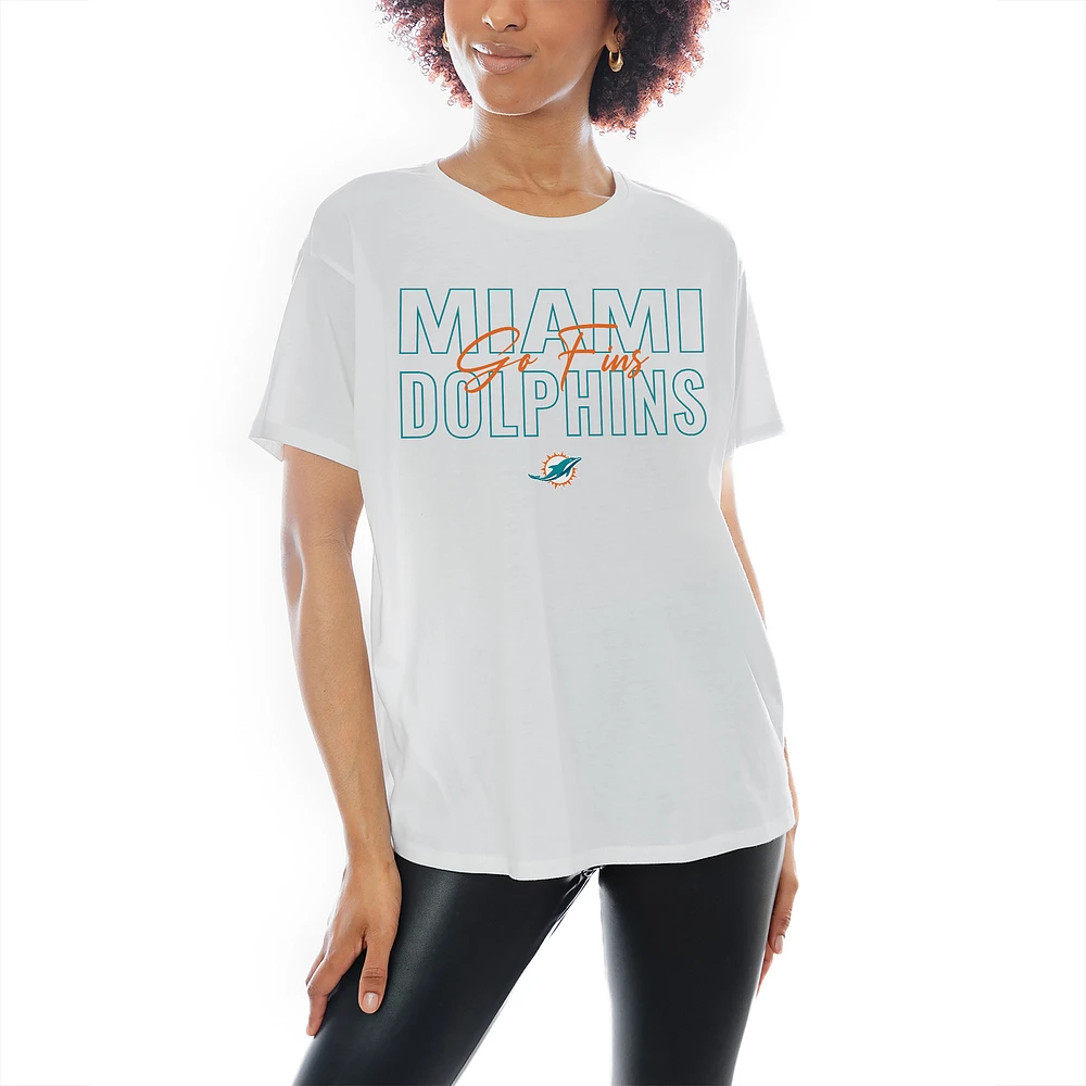 Women's Gameday Couture White Miami Dolphins No Limits Flowy T-Shirt