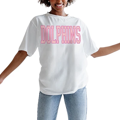 Women's Gameday Couture Oatmeal Miami Dolphins On Point Oversized T-Shirt