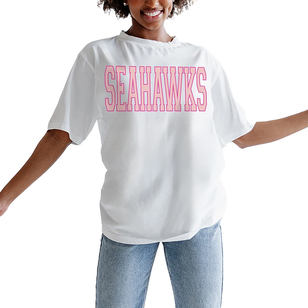 Women's Gameday Couture Oatmeal Seattle Seahawks On Point Oversized T-Shirt