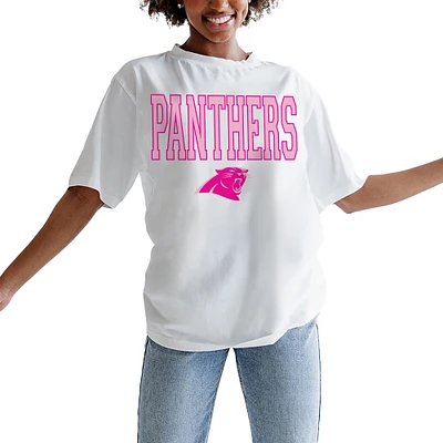 Women's Gameday Couture Oatmeal Carolina Panthers On Point Oversized T-Shirt