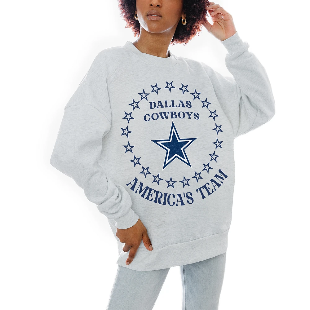 Women's Gameday Couture Oatmeal Dallas Cowboys Superstar Premium Fleece Drop Shoulder Pullover Sweatshirt