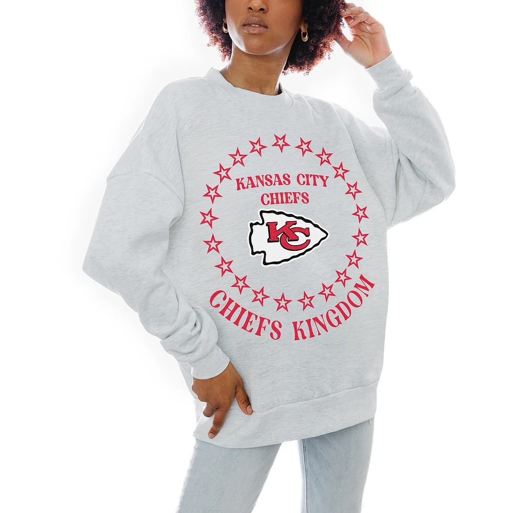 Women's Gameday Couture Oatmeal Kansas City Chiefs Superstar Premium Fleece Drop Shoulder Pullover Sweatshirt