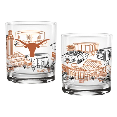 Texas Longhorns Two-Pack 14oz. Campus Line Art Glass