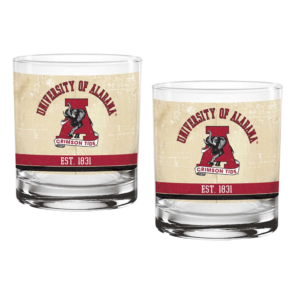 Alabama Crimson Tide Two-Pack 14oz. Tan Vintage Glass Set