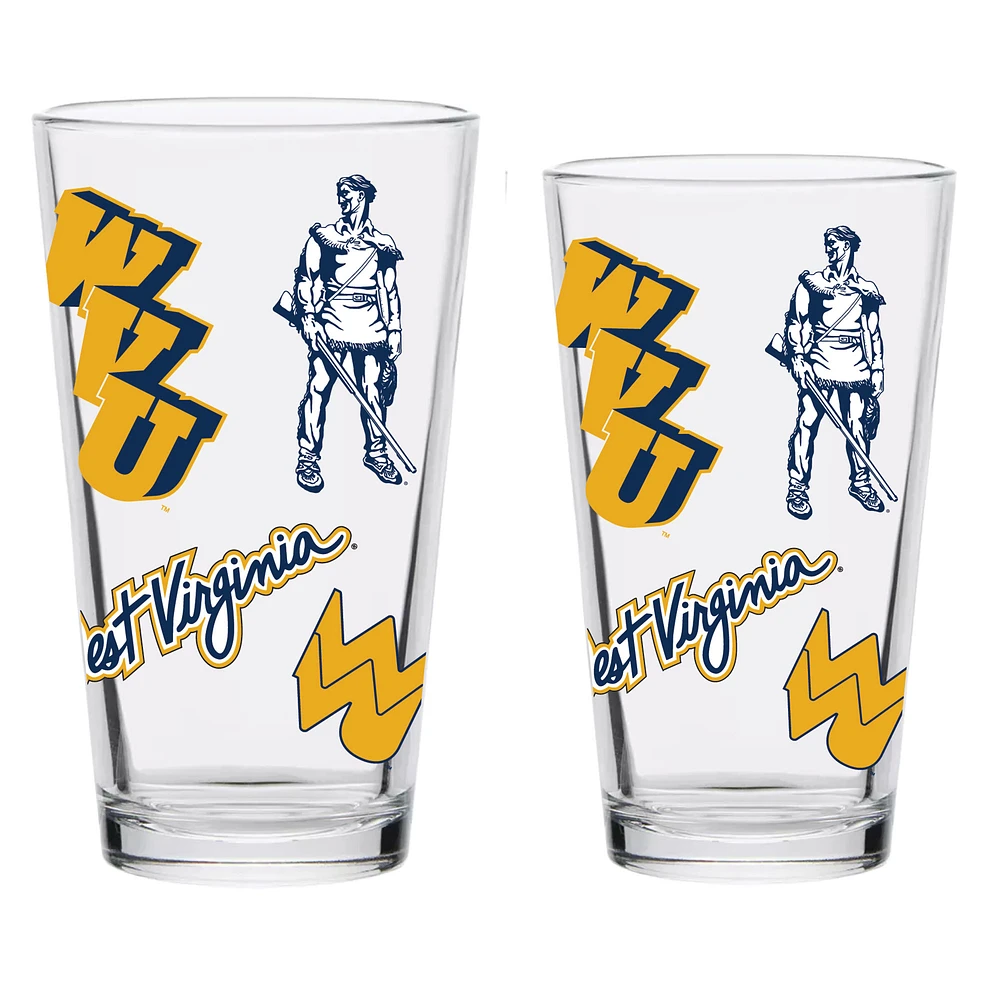 West Virginia Mountaineers 16oz. Vintage Medley Pint Glass Two-Pack