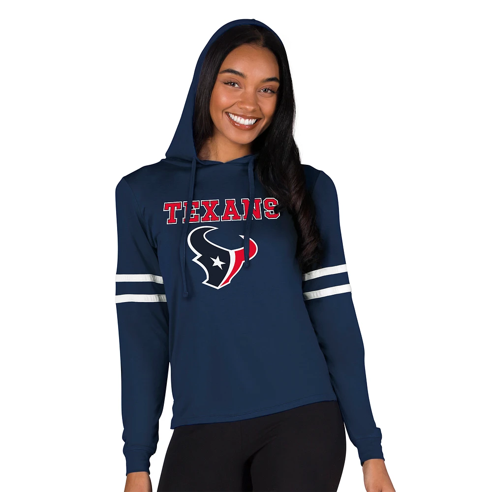 Women's Concepts Sport Navy Houston Texans Marathon Long Sleeve Hoodie Top