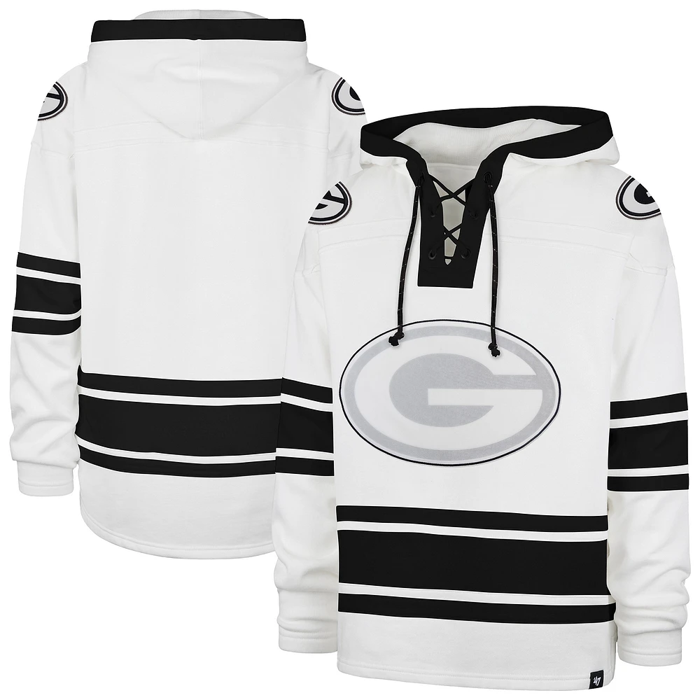 Men's '47 White Green Bay Packers After Image Superior Lacer with Hood