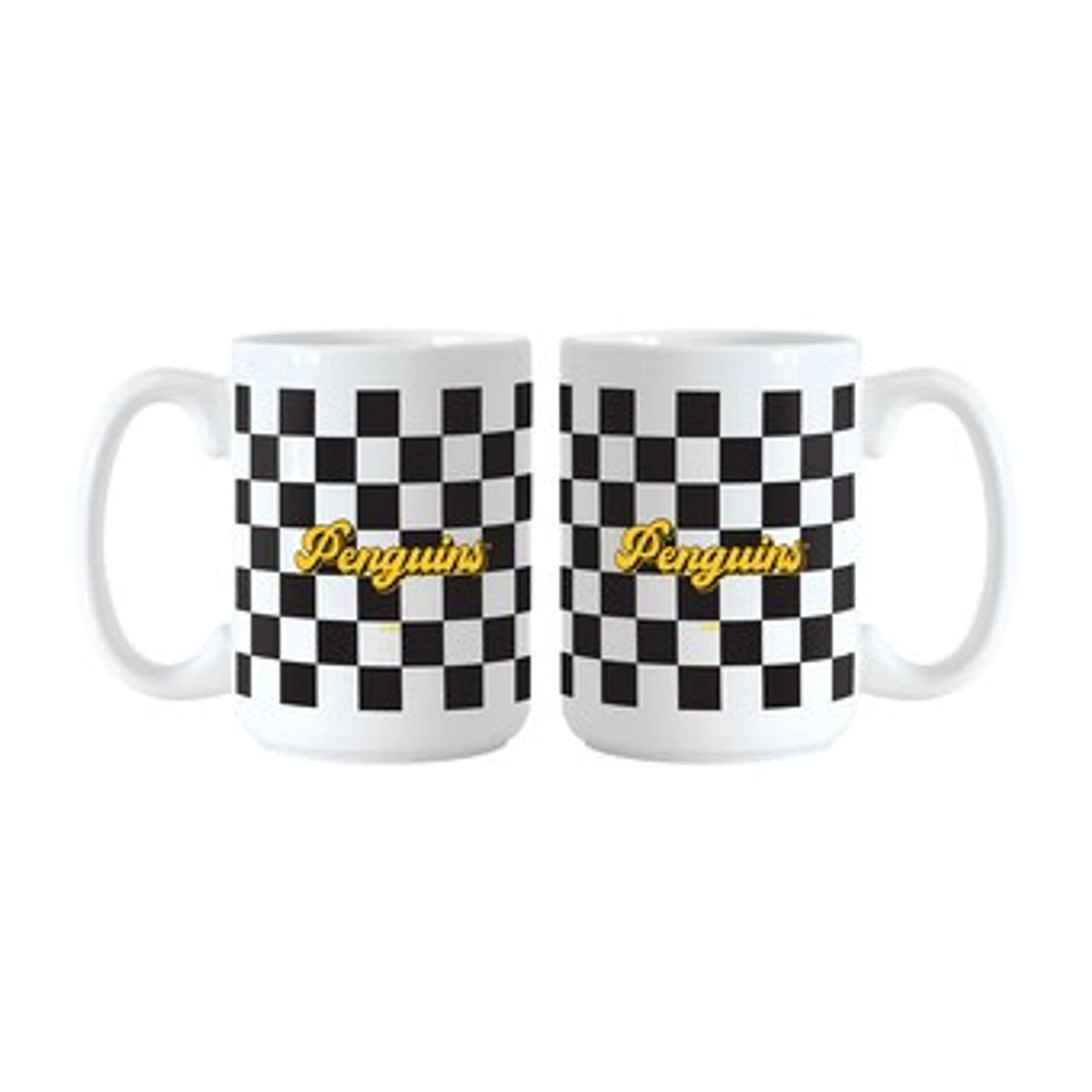 Pittsburgh Penguins 2-Pack 15oz. Checkered Wordmark Mug Set