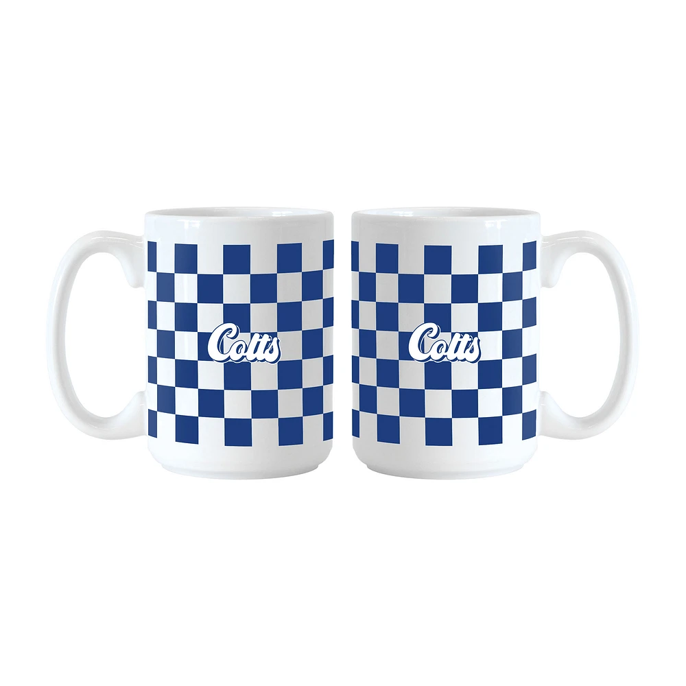 Indianapolis Colts 2-Pack 15oz. Checkered Wordmark Mug Set