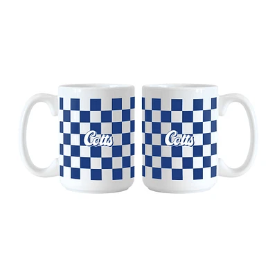 Indianapolis Colts 2-Pack 15oz. Checkered Wordmark Mug Set
