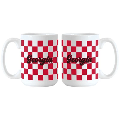 Georgia Bulldogs 2-Pack 15oz. Checkered Wordmark Mug Set