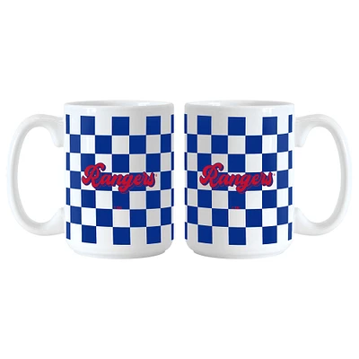 New York Rangers 2-Pack 15oz. Checkered Wordmark Mug Set
