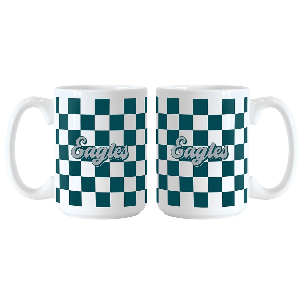 Philadelphia Eagles 2-Pack 15oz. Checkered Wordmark Mug Set
