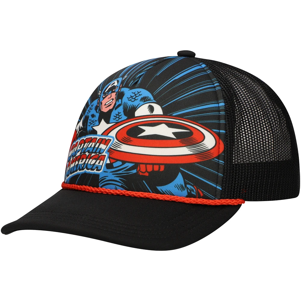 Youth Black Captain America Foam Trucker Adjustable Hat