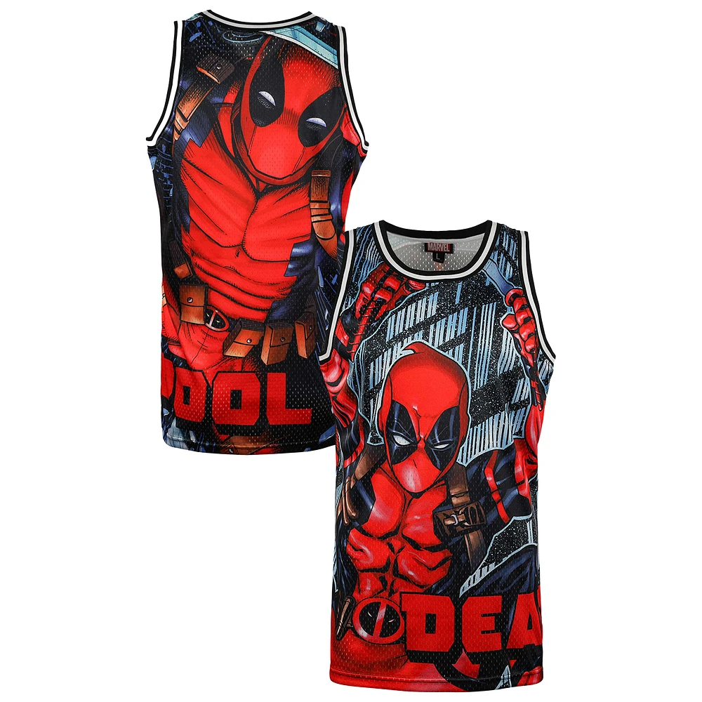 Men's Black Deadpool Comic Big Print Mesh Jersey