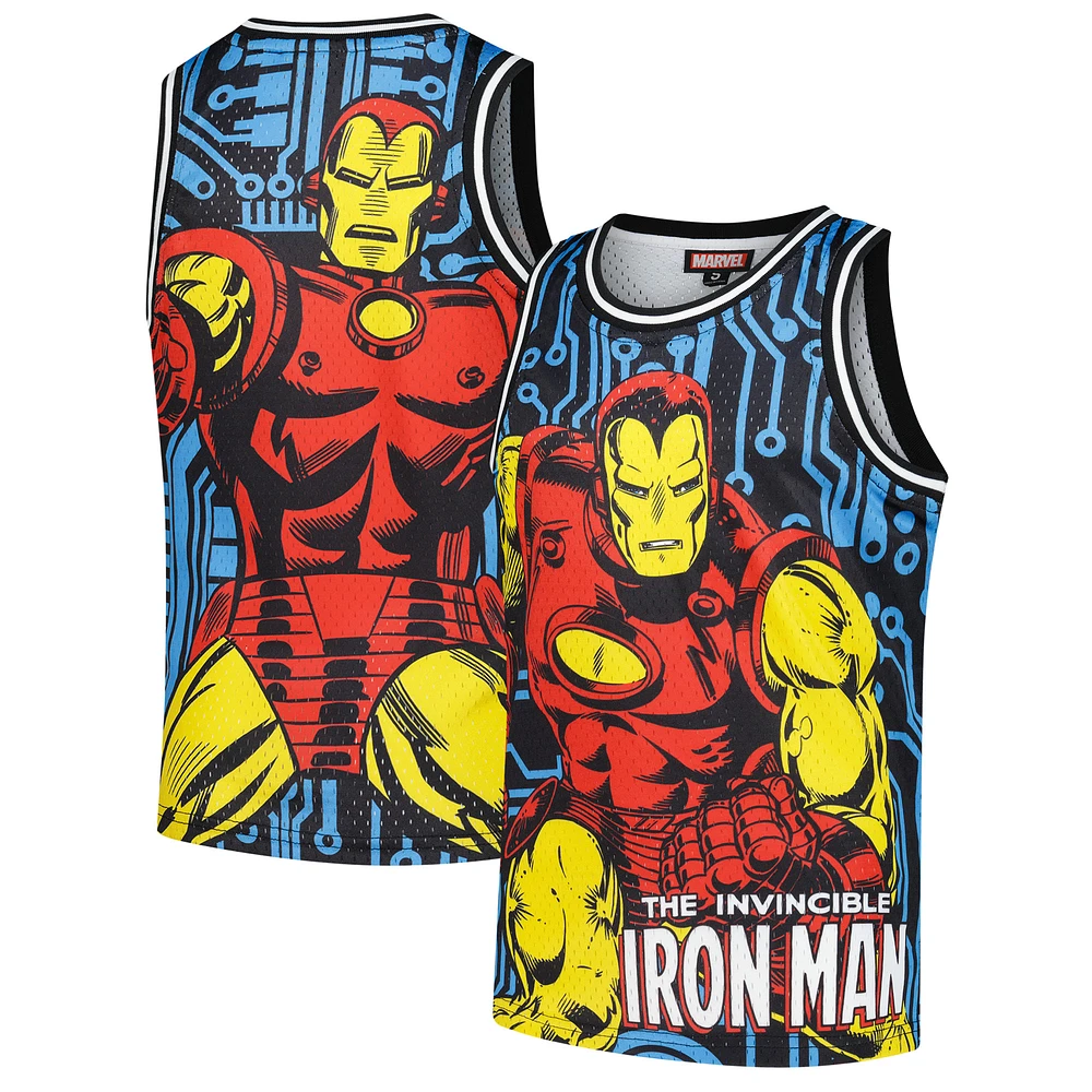 Youth Black Iron Man Big Print Mesh Fashion Jersey