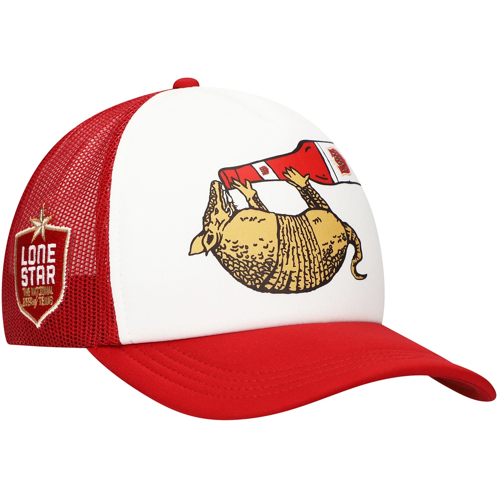 Men's White/Red Lone Star Armadillo Trucker Adjustable Hat