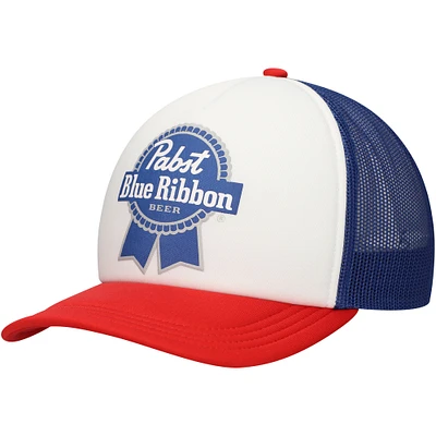 Men's White Pabst Blue Ribbon Foam Trucker Adjustable Hat