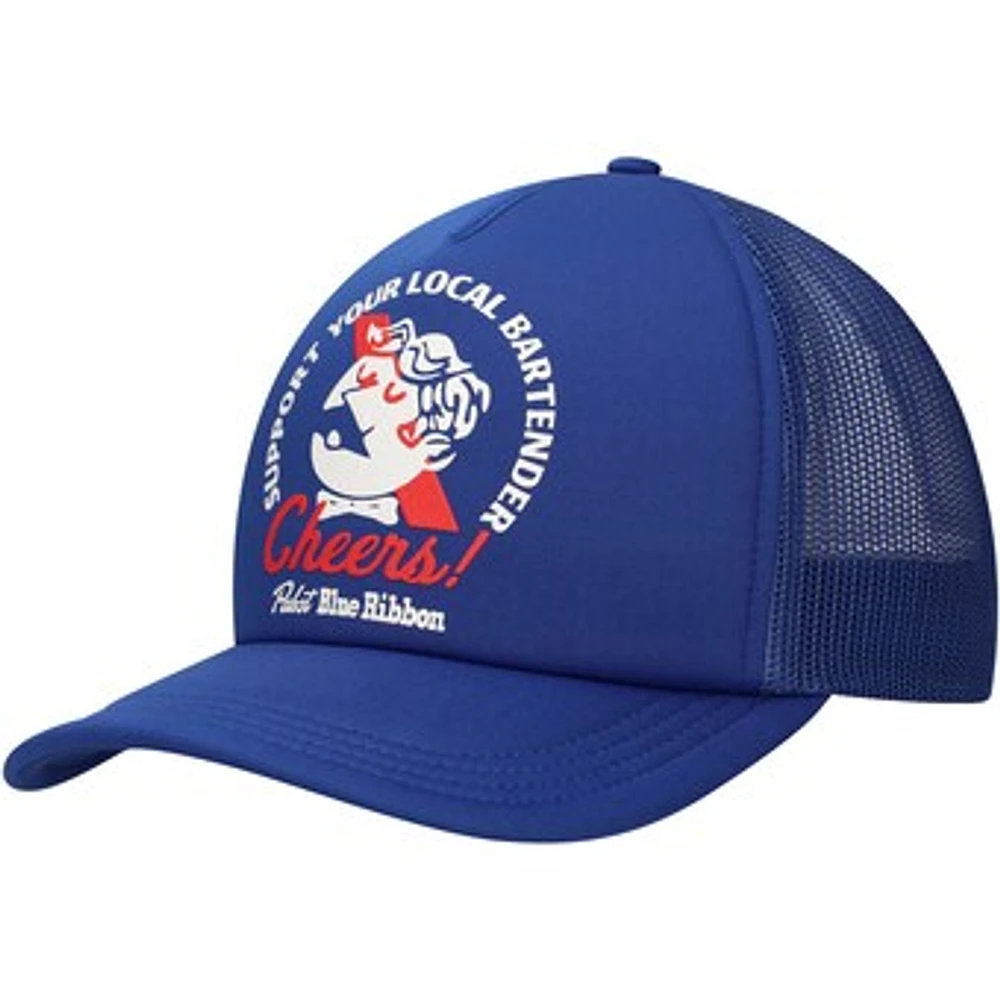 Men's Blue Pabst Blue Ribbon Bartender Foam Trucker Adjustable Hat