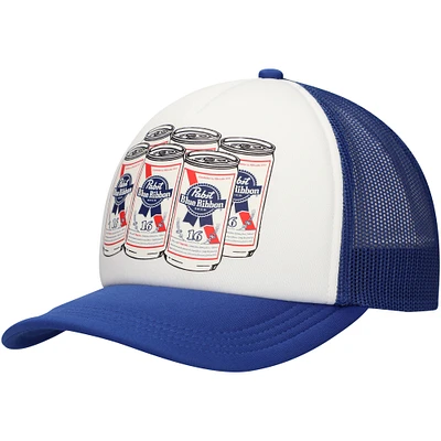 Men's White Pabst Blue Ribbon Cans Foam Trucker Adjustable Hat