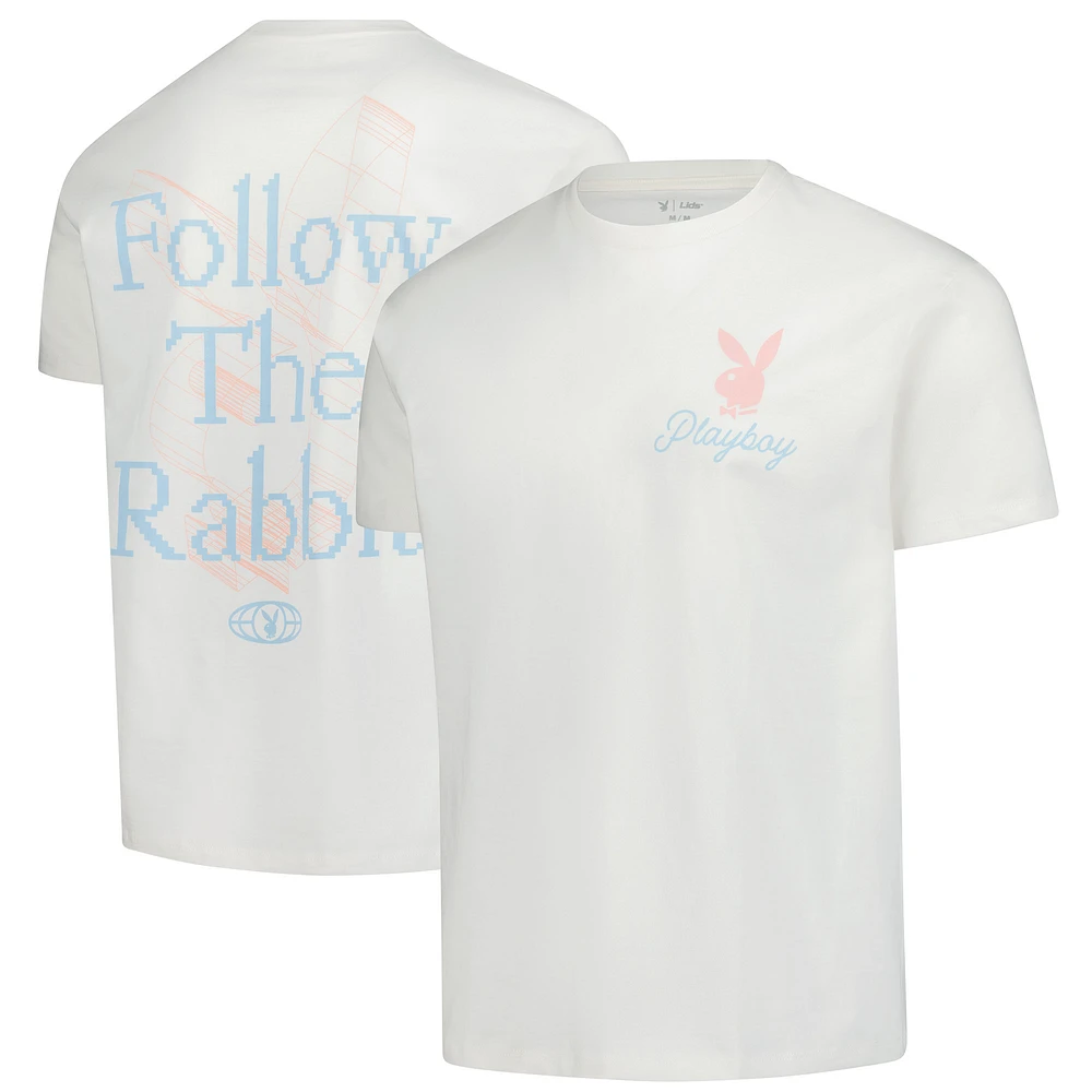 Men's Lids White Playboy Follow The Rabbit T-Shirt