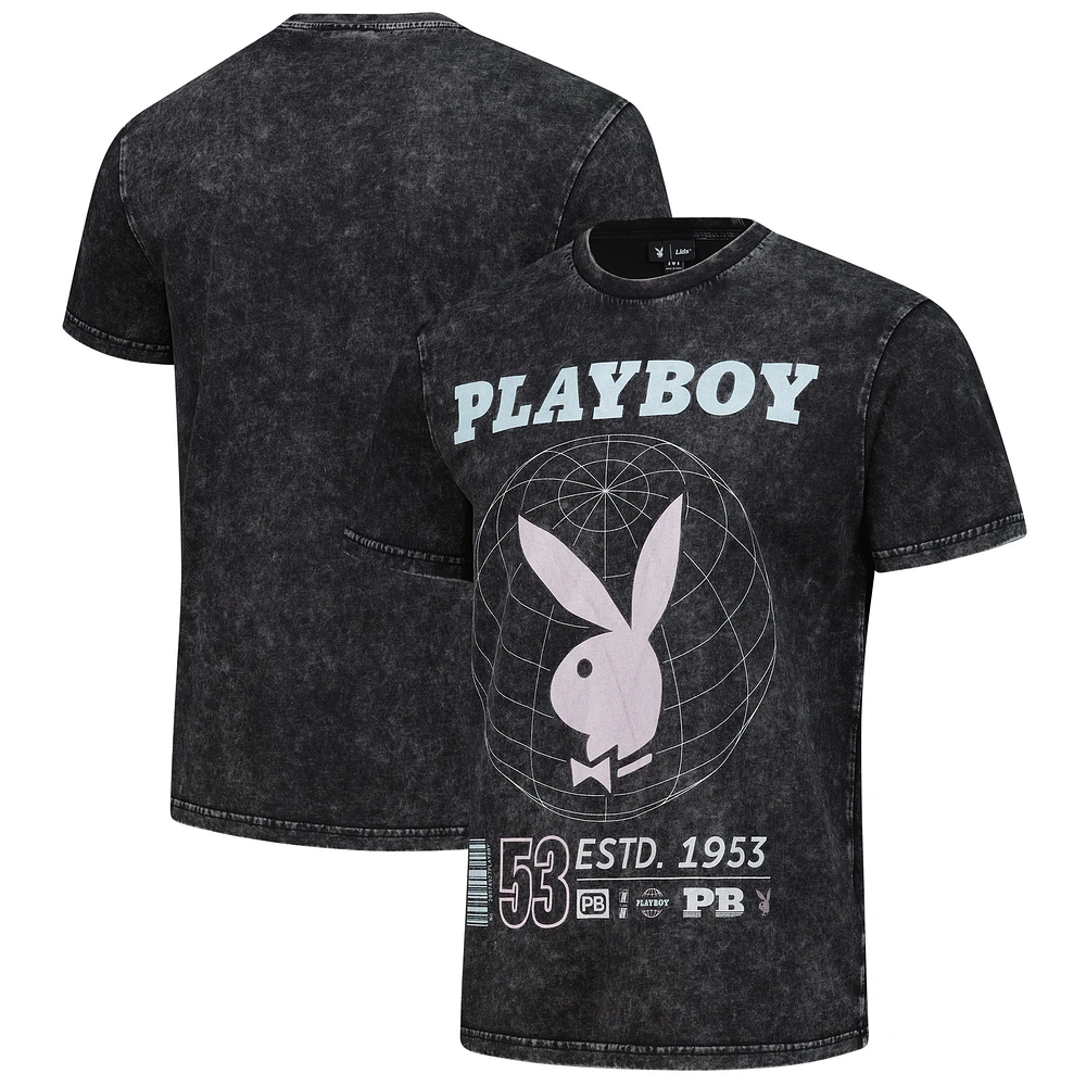 Men's Lids Black Playboy Distressed Oversized Rabbit T-Shirt