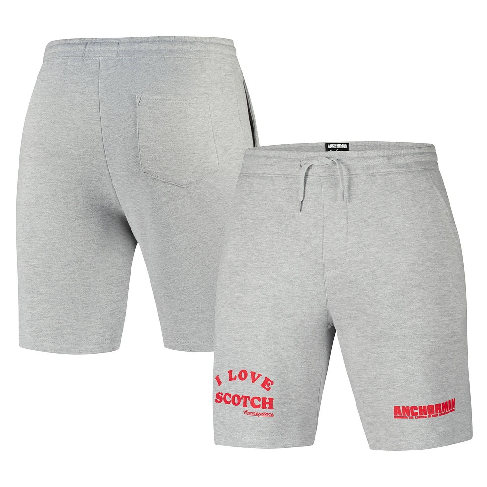 Men's Contenders Clothing Anchorman Heather Gray Fleece Shorts