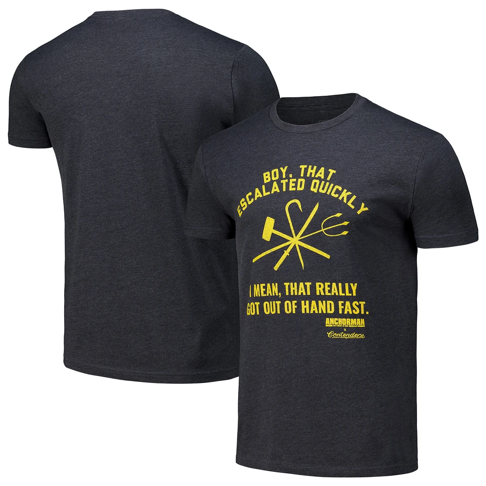 Men's Contenders Clothing Charcoal Anchorman News Team Fight T-Shirt