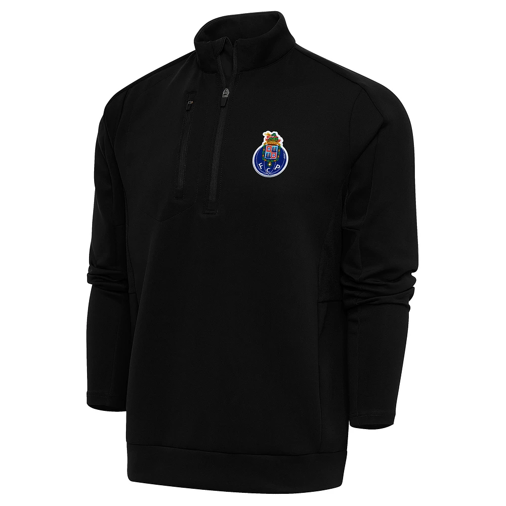 Men's Antigua Black FC Porto Genesis Quarter-Zip Pullover