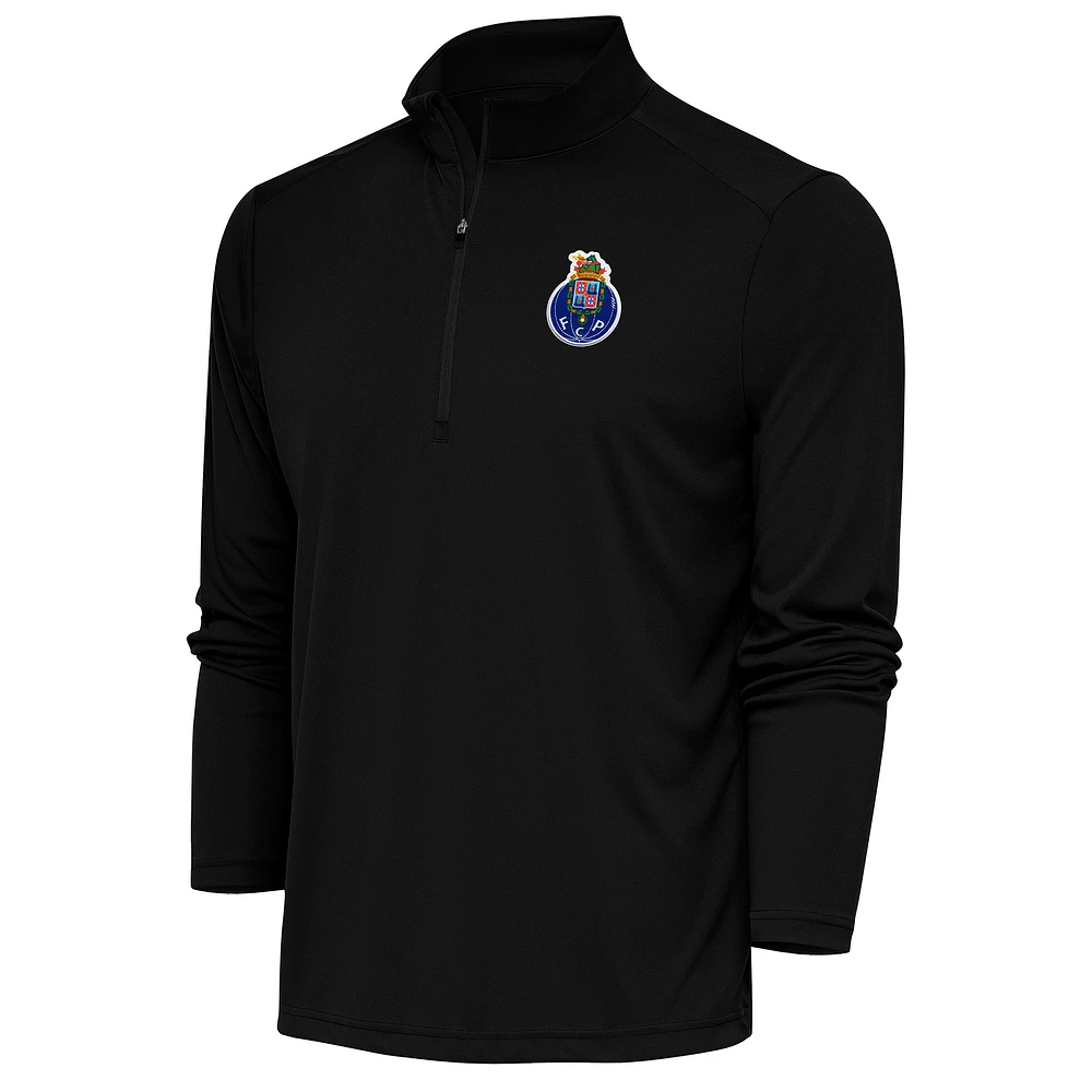 Men's Antigua Black FC Porto Statement Quarter-Zip Pullover