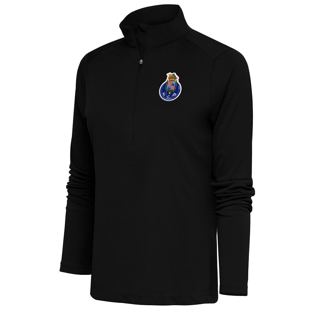 Women's Antigua Black FC Porto Statement Half-Zip Pullover