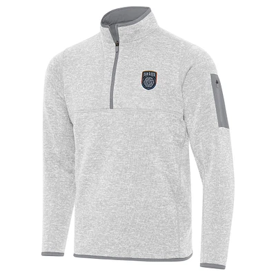 Men's Antigua Heather Gray San Diego FC Fortune Quarter-Zip Jacket