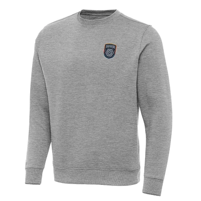 Men's Antigua Heather Gray San Diego FC Victory Crew Neck Pullover Sweatshirt