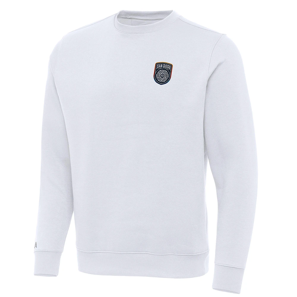Men's Antigua White San Diego FC Victory Crew Neck Pullover Sweatshirt