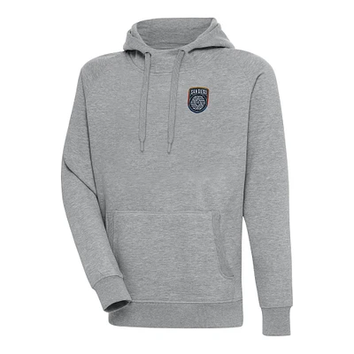 Men's Antigua Heather Gray San Diego FC Victory Raglan Pullover Hoodie